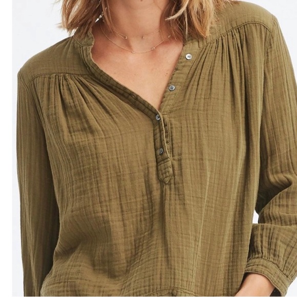 XiRENA Tops Xirena Olive Green Alyx Chelsea Gauze Top Poshmark